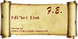 Fábri Elek névjegykártya